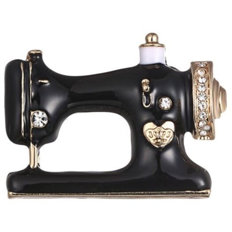 Veile Studios Alloy Brooch Oil Drawing Sewing Machine Black