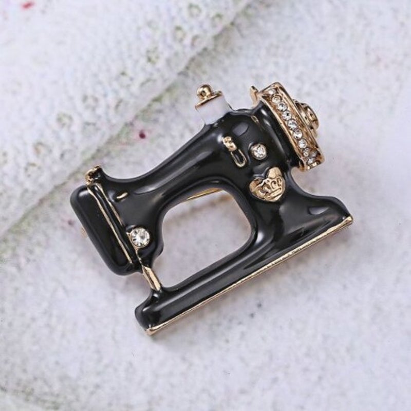 Veile Studios Alloy Brooch Oil Drawing Sewing Machine Black