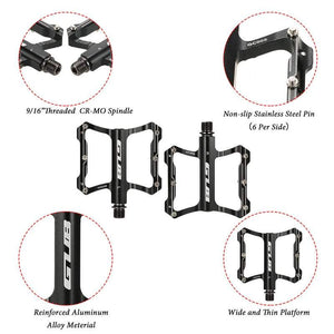 Aluminium Alloy Bmx Bike Flat Pedal Platform Big Foot Contact 9 / 16 Thread Sealed Bearings