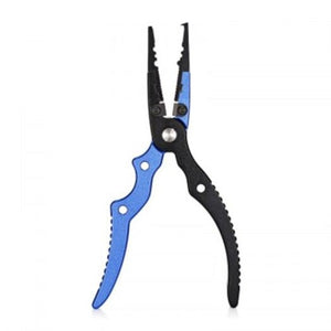 Aluminum Alloy Fishing Pliers Split Ring Cutter With Sheath And Retractable Tether Combo Blue