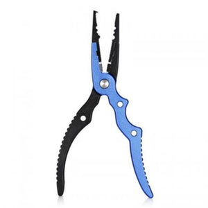 Aluminum Alloy Fishing Pliers Split Ring Cutter With Sheath And Retractable Tether Combo Blue