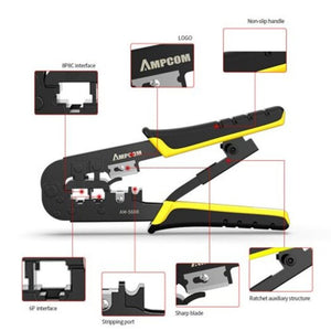 Supremeseries Crimping Tool Plier Multiple Recheat Rj45 Rj11 Connector Crimper For 8P 6P Yellow Black