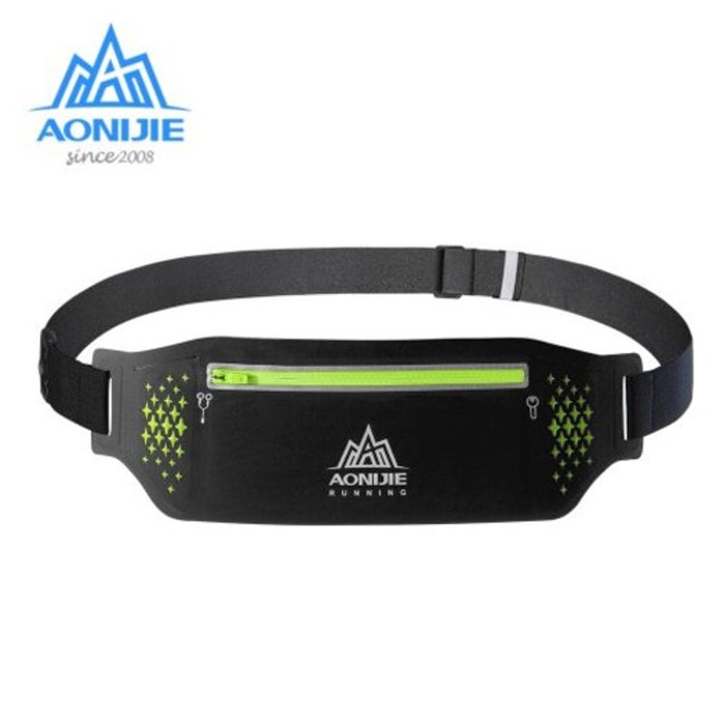 W923 Adjustable Slim Running Waist Belt Jogging Bag Fanny Pack Marathon Gym Phone Holder Black