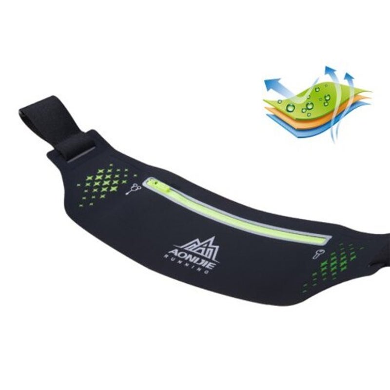 W923 Adjustable Slim Running Waist Belt Jogging Bag Fanny Pack Marathon Gym Phone Holder Black