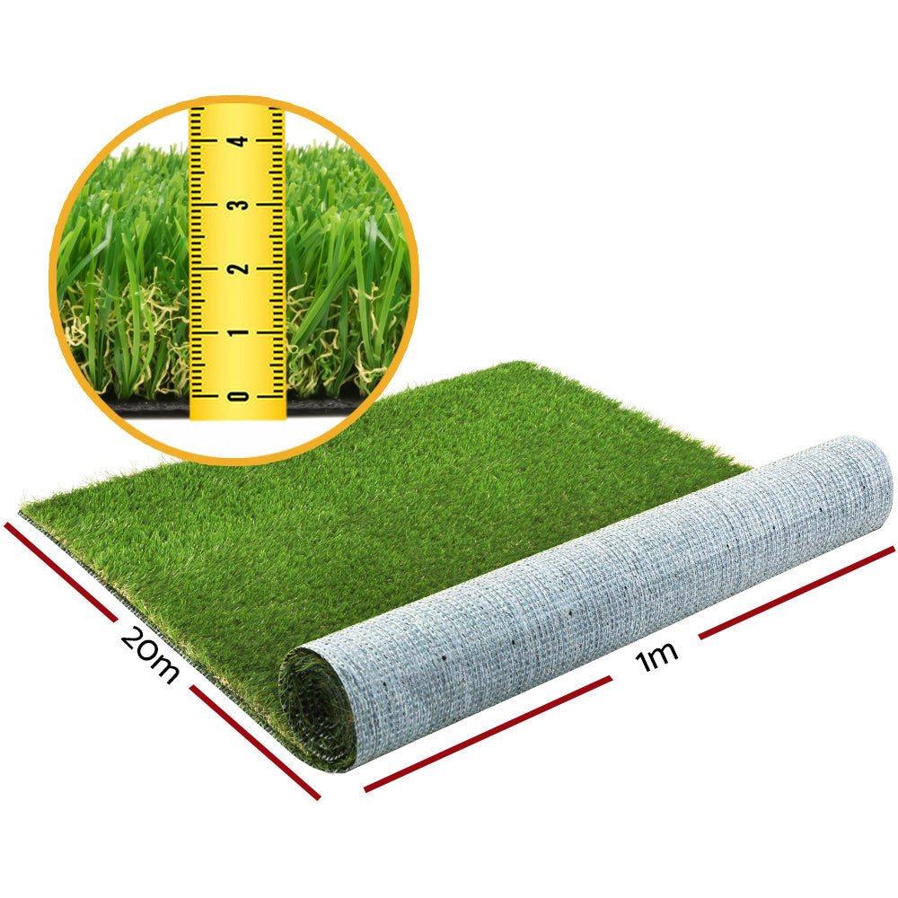 Primeturf Artificial Grass Synthetic 30Mm 1Mx20m 20Sqm Fake Turf Plants Lawn 4-Coloured