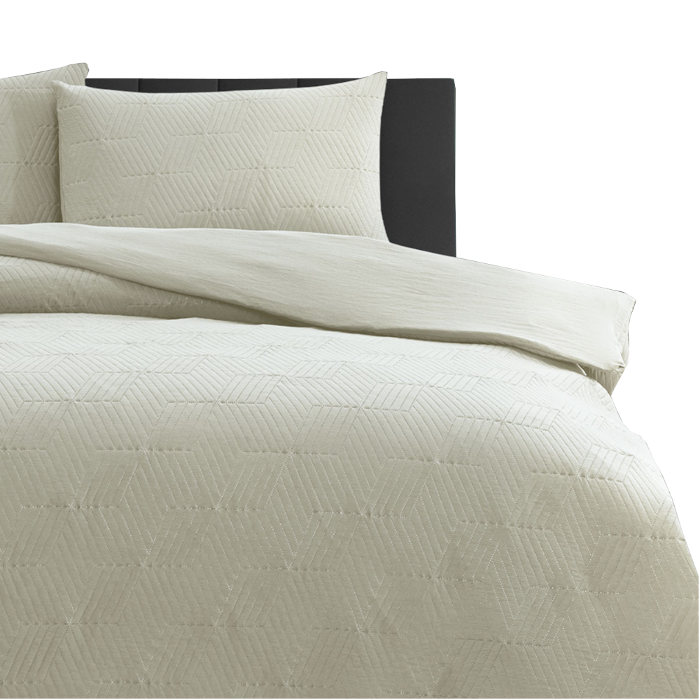Ardor Maxwell Tan Embossed Washed Quilt Cover Set