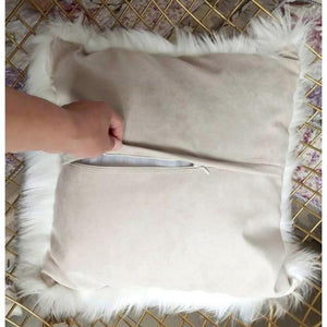 Artificial Wool Fur Soft Plush Pillowcase Cushion Cover Mellow Yellow