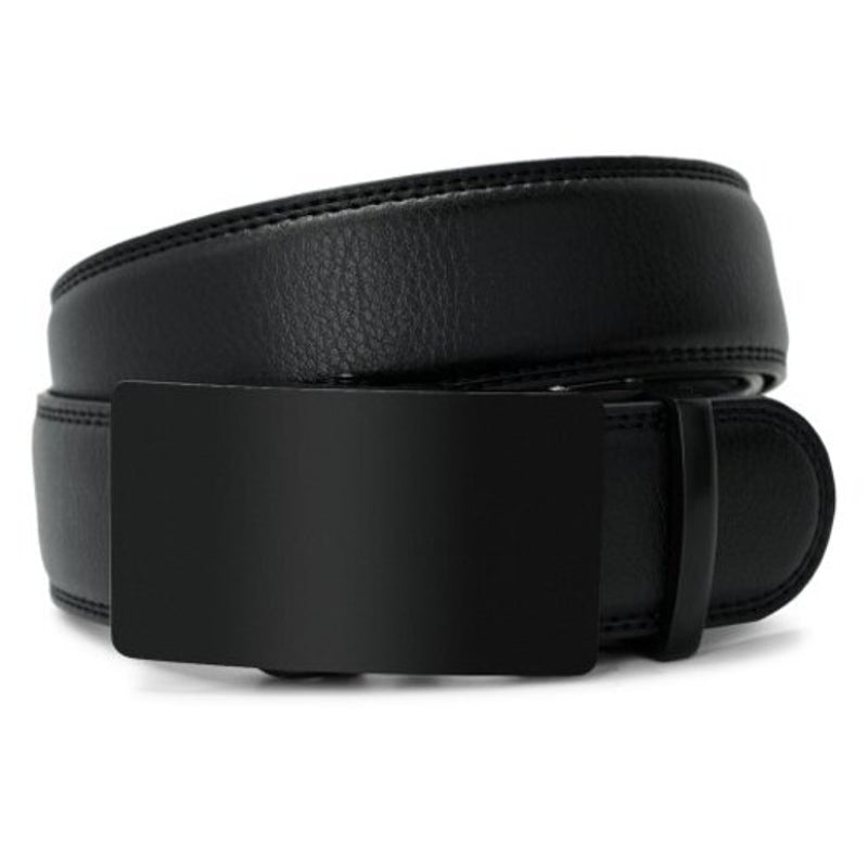 Automatic Buckle Cowhide Leather Business Belt Black