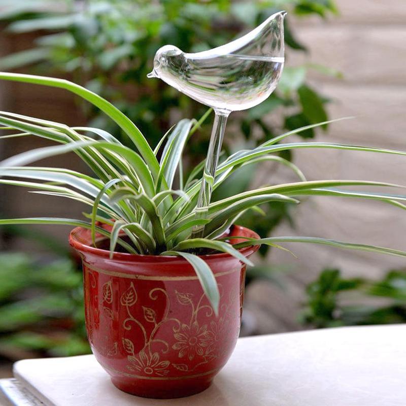 Self Watering Glass Bird Garden Decoration