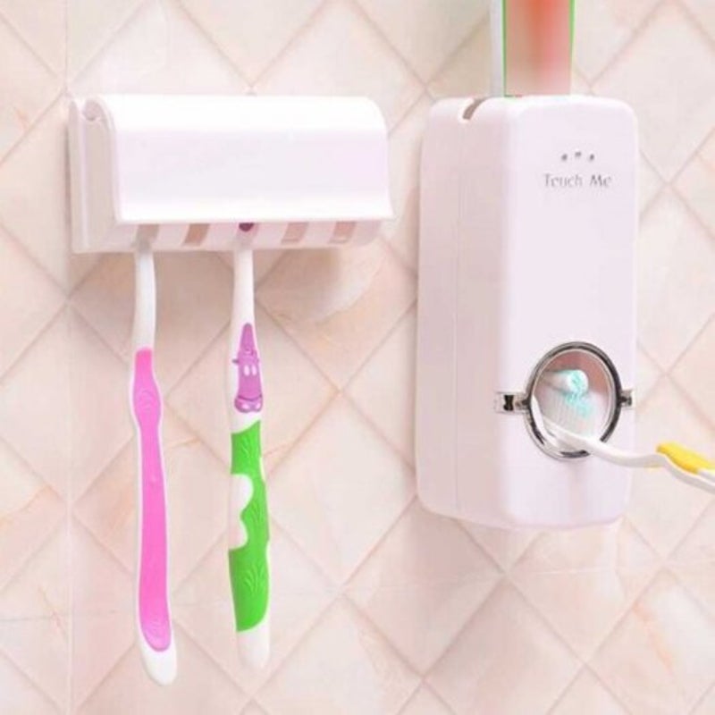 Automatic Toothpaste Dispenser Toothbrush Holder Set Practical Creative Daily Item Milk White