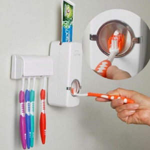 Automatic Toothpaste Dispenser Toothbrush Holder Set Practical Creative Daily Item Milk White