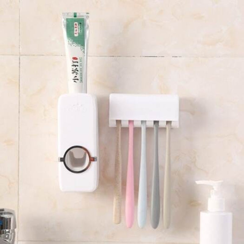 Automatic Toothpaste Dispenser Toothbrush Holder Set Practical Creative Daily Item Milk White