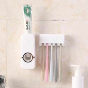 Automatic Toothpaste Dispenser Toothbrush Holder Set Practical Creative Daily Item Milk White