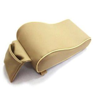 Pu Leather Car Armrest Pad Memory Foam Universal Armrests Covers With Phone Pocket Beige