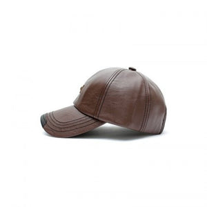 Autumn And Winter Baseball Cap Leather Fashion Adjustable For 56 59Cm Coffee