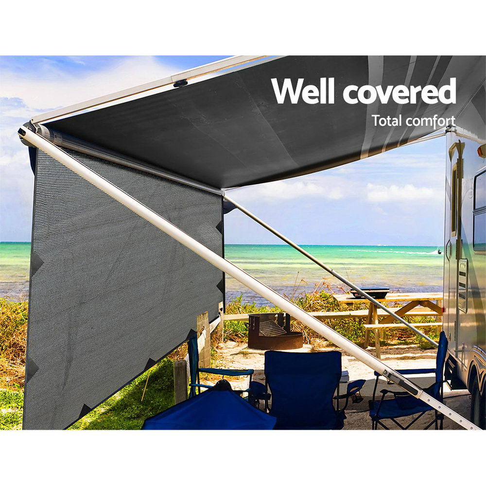 Weisshorn 5.2M Caravan Privacy Screens 1.95M Roll Out Awning End Wall Side Sun Shade