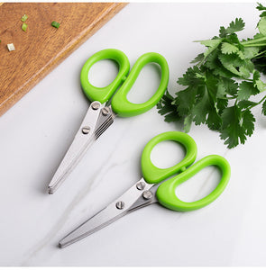 Multifunctional Layer Green Onion Scissors Stainless Steel Kitchen Gadgets