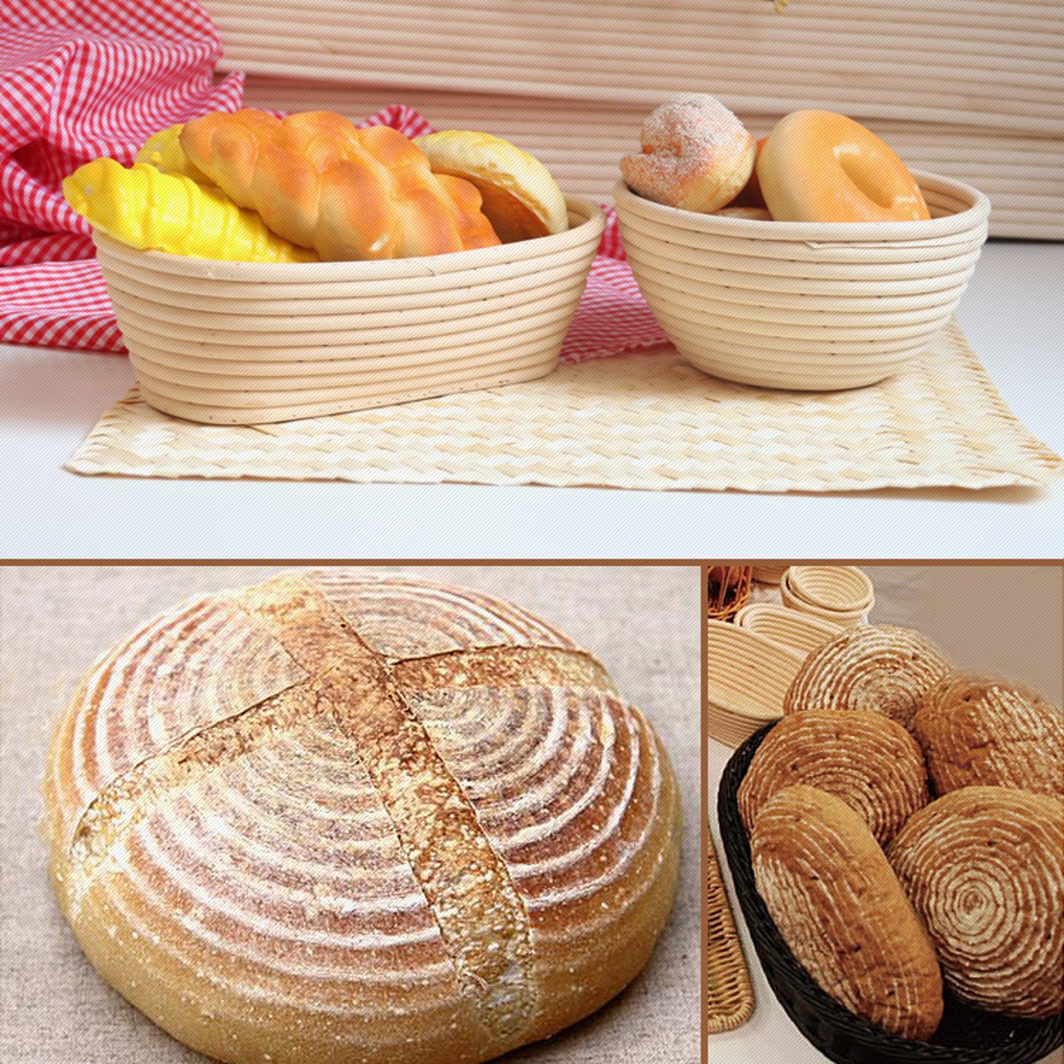 Round Banneton Brotform Rattan Basket Bread Dough Proofing Bowl