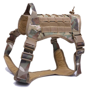 Tactical Dog Harness Vest With Handle And Bungee Leash