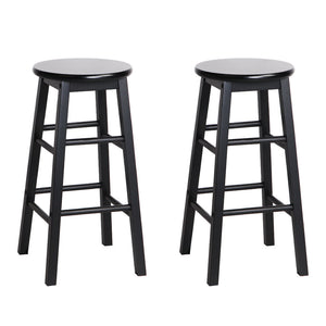 Artiss Set Of 2 Beech Wood Backless Bar Stools - Black