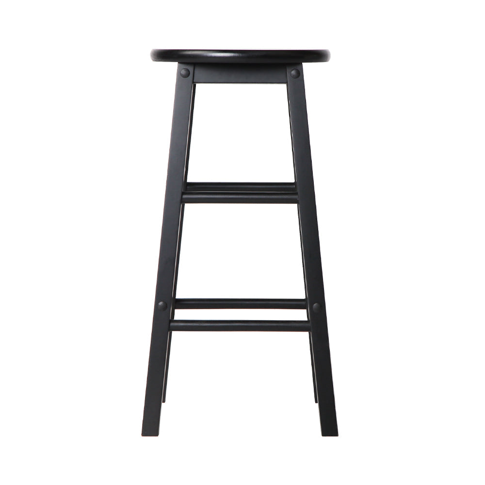 Artiss Set Of 2 Beech Wood Backless Bar Stools - Black