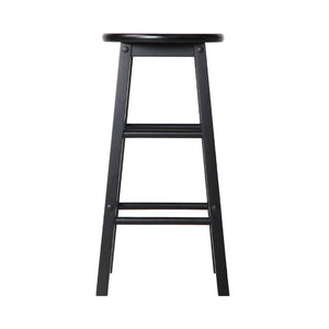 Artiss Set Of 2 Beech Wood Backless Bar Stools - Black