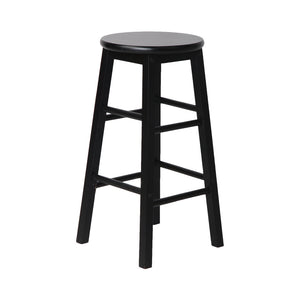 Artiss Set Of 2 Beech Wood Backless Bar Stools - Black