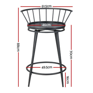 Artiss 2X Bar Stools Swivel Metal Chairs