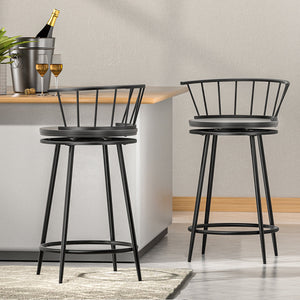 Artiss 2X Bar Stools Swivel Metal Chairs