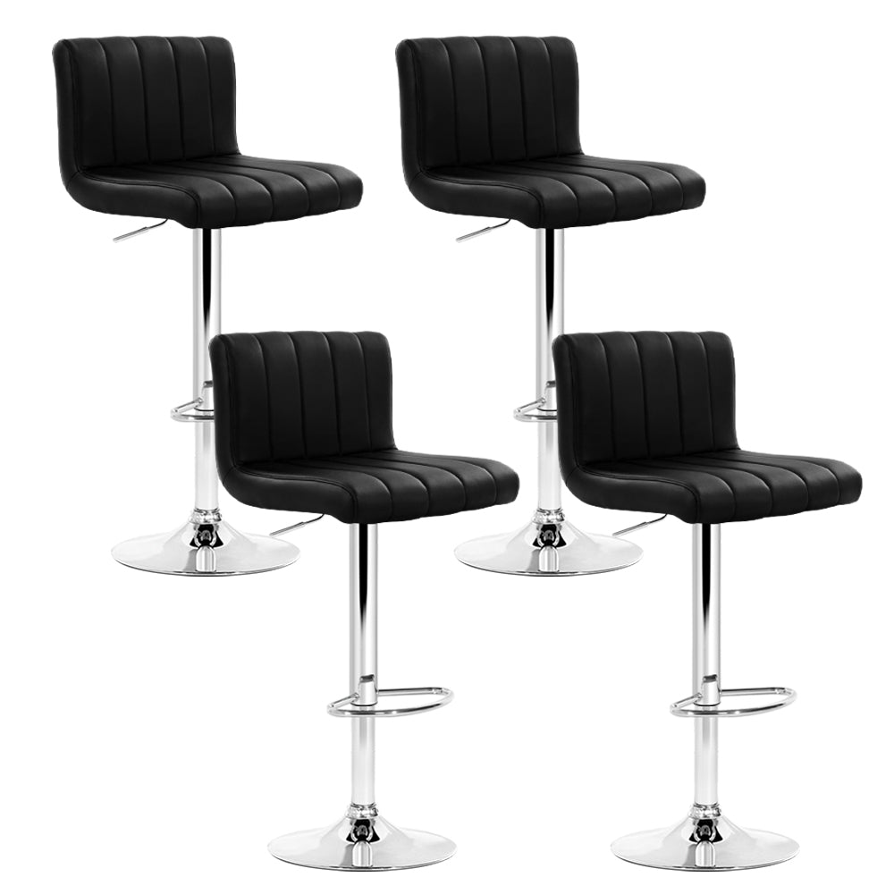 Artiss Set Of 4 Line Style Pu Leather Bar Stools - Black