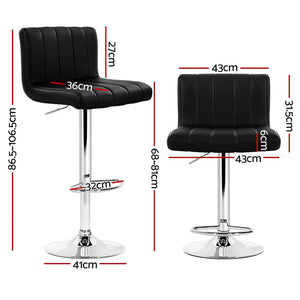 Artiss Set Of 4 Line Style Pu Leather Bar Stools - Black