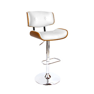 Artiss Wooden Gas Lift Bar Stool - White And Chrome