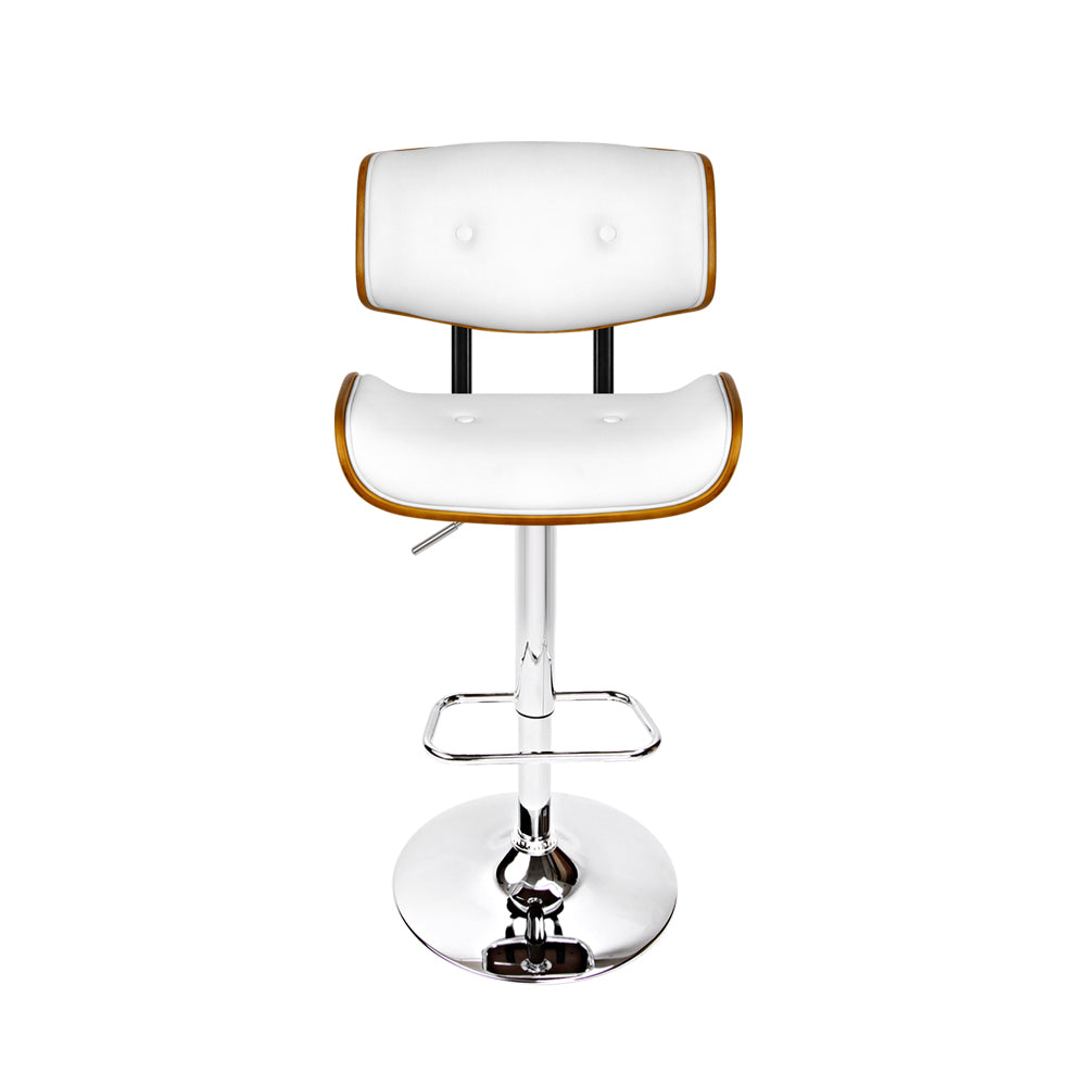 Artiss Wooden Gas Lift Bar Stool - White And Chrome