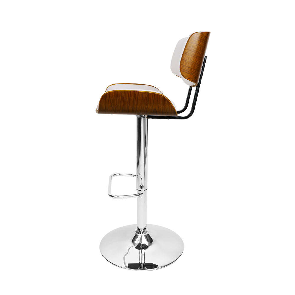 Artiss Wooden Gas Lift Bar Stool - White And Chrome