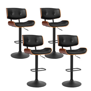 Artiss Set Of 4 Kitchen Bar Stools Gas Lift Chairs Swivel Barstool Leather Black