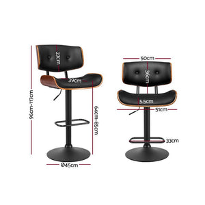 Artiss Set Of 4 Kitchen Bar Stools Gas Lift Chairs Swivel Barstool Leather Black
