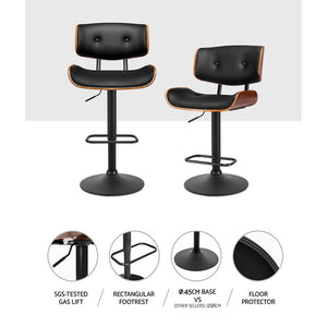Artiss Set Of 4 Kitchen Bar Stools Gas Lift Chairs Swivel Barstool Leather Black