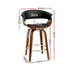 Artiss Set Of 4 Swivel Pu Leather Bar Stool - Wood And Black