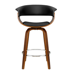 Artiss Set Of 4 Swivel Pu Leather Bar Stool - Wood And Black