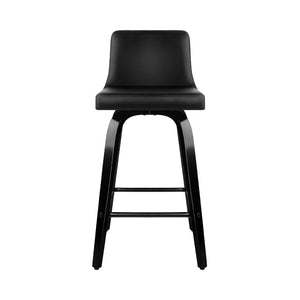 Artiss Set Of 2 Wooden Pu Leather Bar Stool - Black