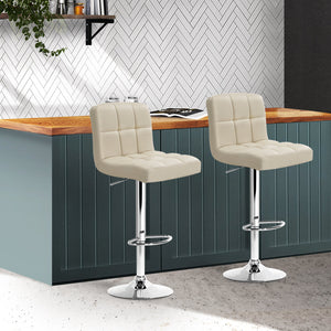 Artiss Set Of 2 Pu Leather Gas Lift Bar Stools - Beige