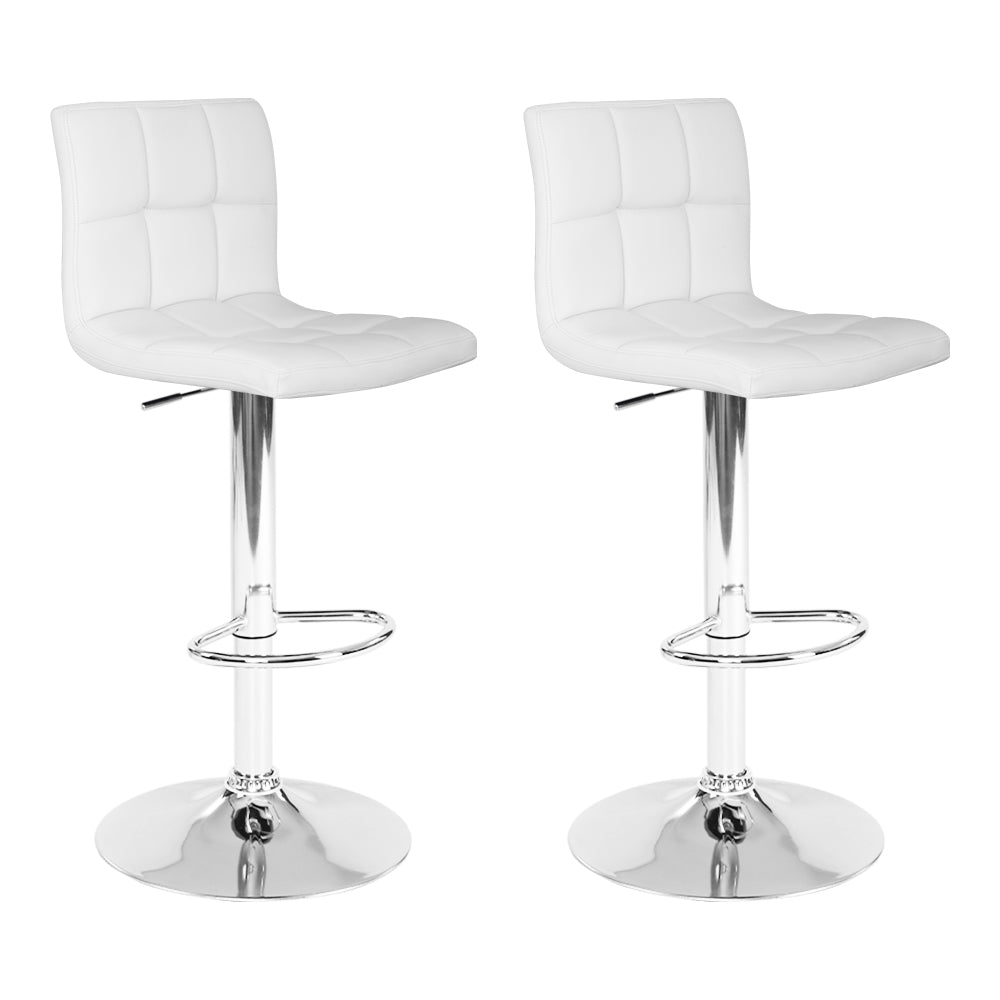 Artiss Set Of 2 Pu Leather Gas Lift Bar Stools - White