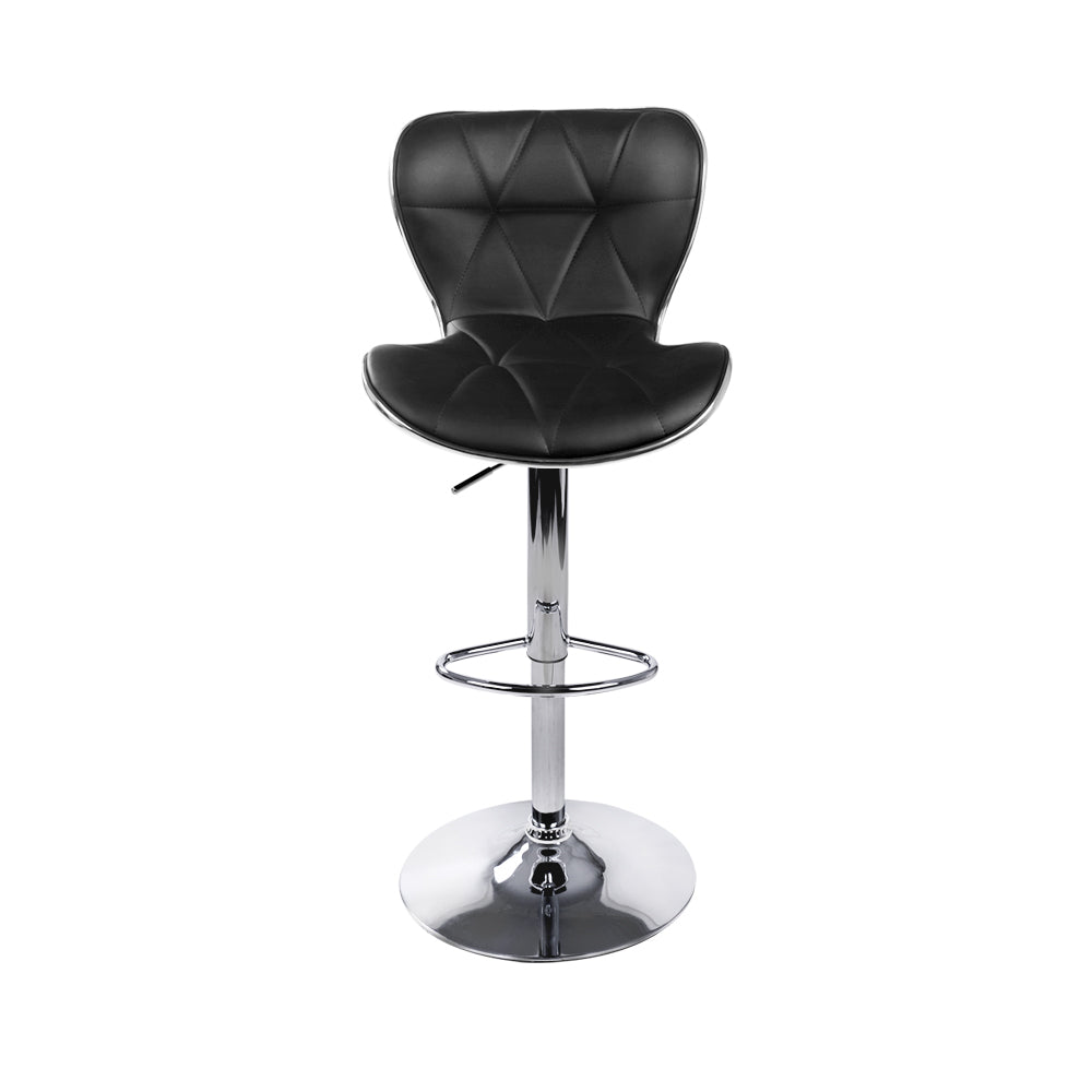 Artiss Set Of 2 Pu Leather Patterned Bar Stools - Black And Chrome