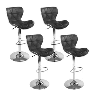 Artiss Set Of 4 Pu Leather Patterned Bar Stools - Black And Chrome