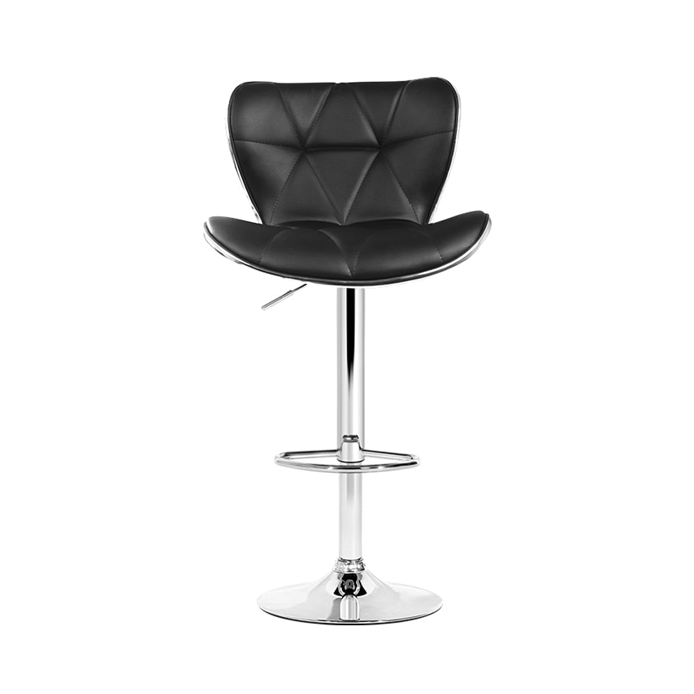 Artiss Set Of 4 Pu Leather Patterned Bar Stools - Black And Chrome