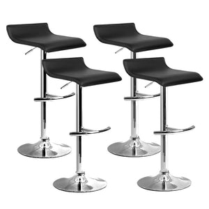 Artiss Set Of 4 Pu Leather Wave Style Bar Stools - Black