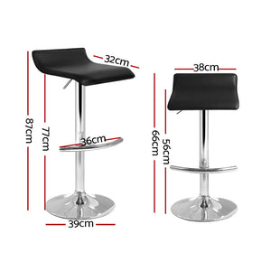 Artiss Set Of 4 Pu Leather Wave Style Bar Stools - Black