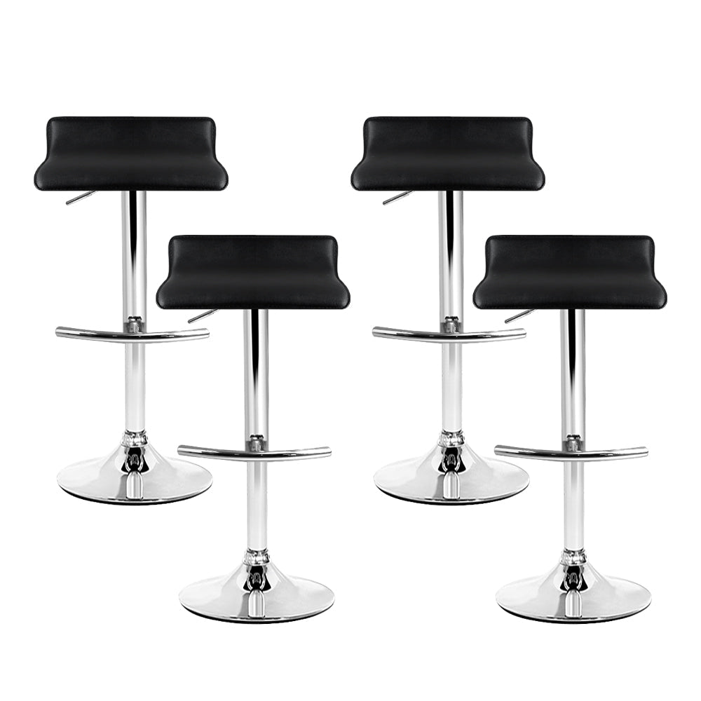 Artiss Set Of 4 Pu Leather Wave Style Bar Stools - Black