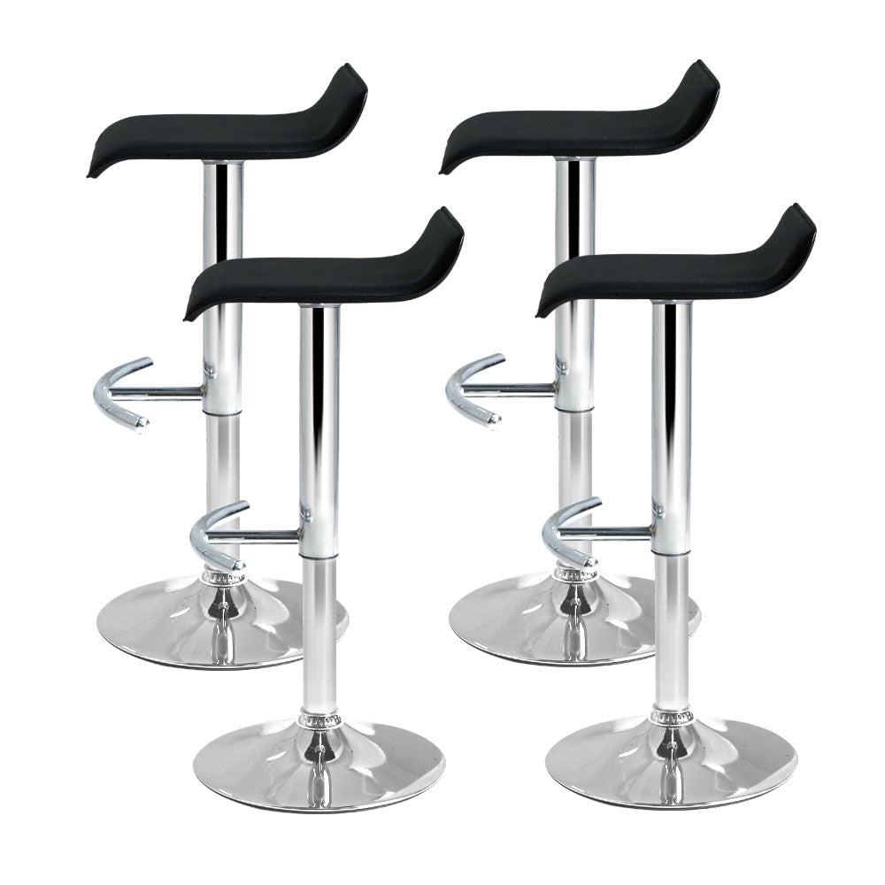 Artiss Set Of 4 Pu Leather Wave Style Bar Stools - Black