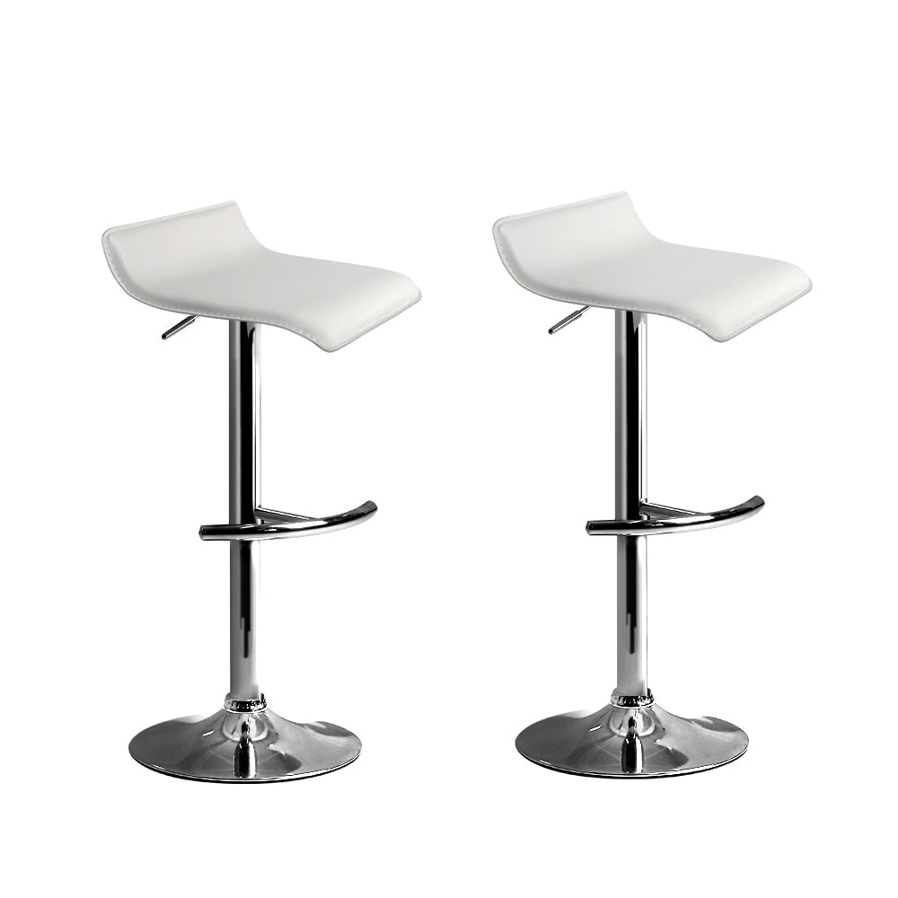 Artiss Set Of 2 Pu Leather Wave Style Bar Stools - White